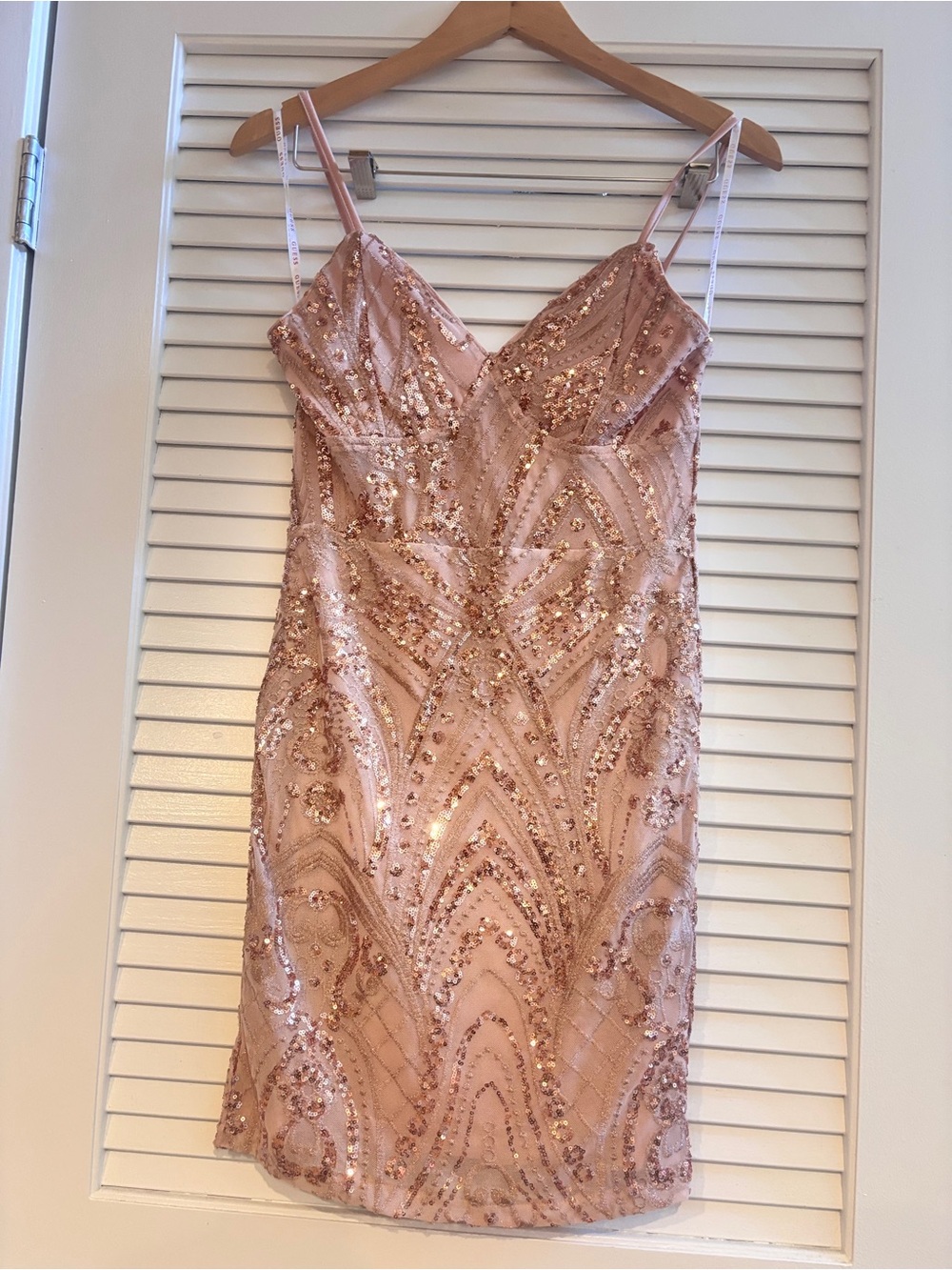Guess Rose Gold Sequin Slip Mini Dress